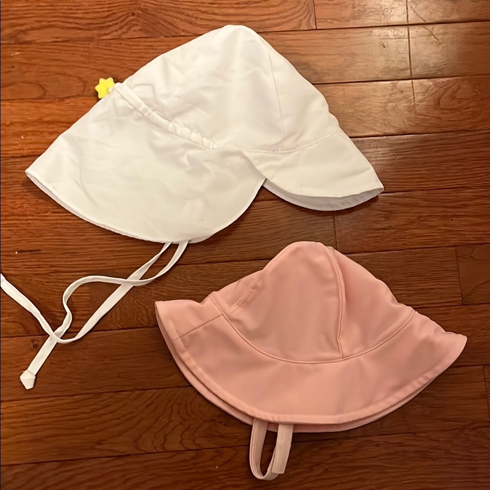 White and Pink Kids Sun Hats